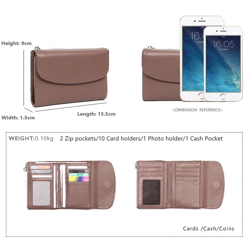 Minimalist Trifold Leather Wallet – Women’s Daily Card & Coin Purse