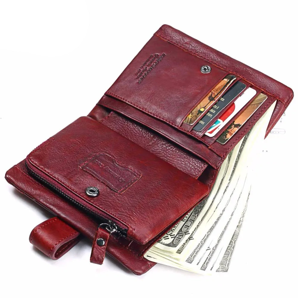Women’s Foldover Leather Wallet – RFID Coin & Card Purse