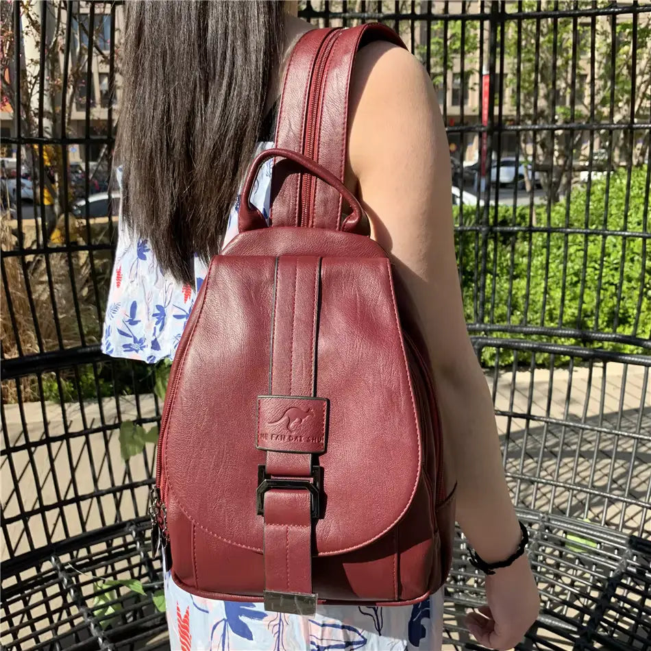 Women's Microfibre Leather Backpack – Preppy School Bag