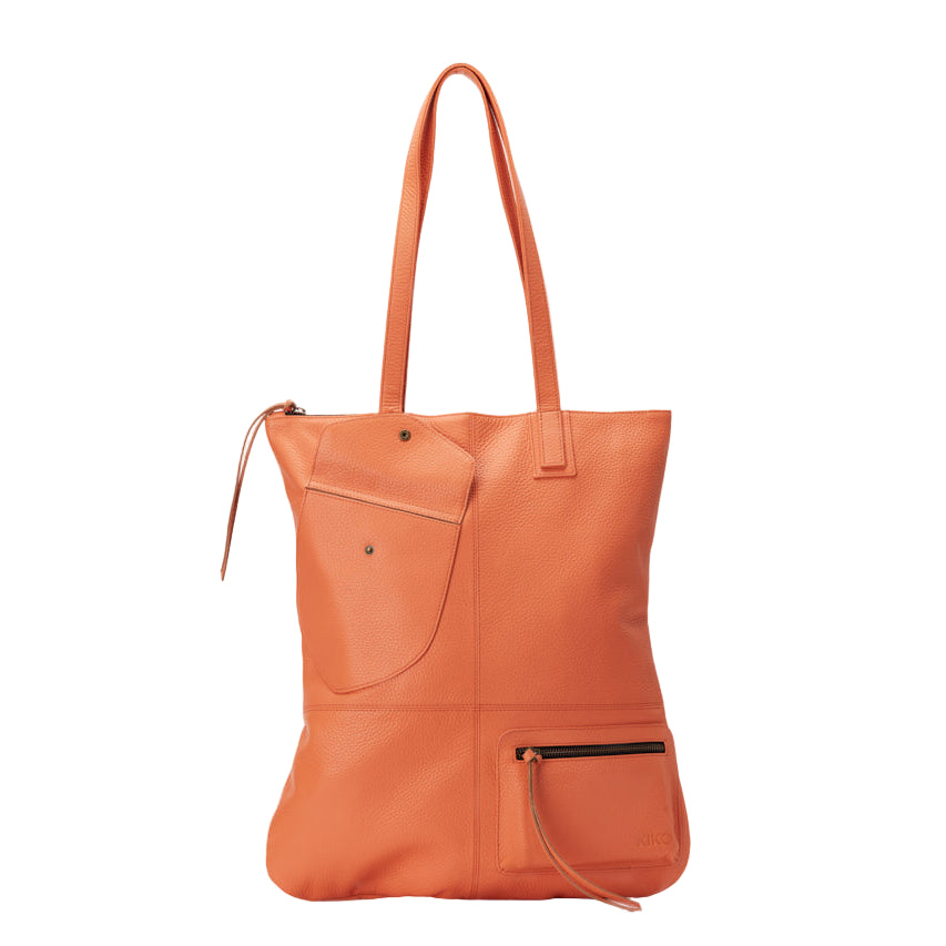 Leather Tote Bag – Convertible, Plaid Lined, Exterior Pockets