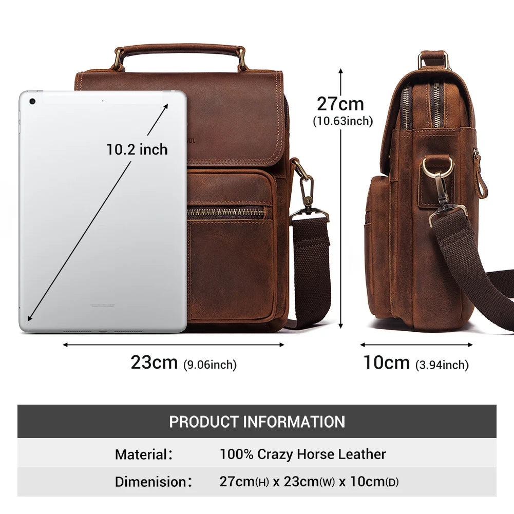 Vintage Leather Messenger Bag – Men’s Business Crossbody