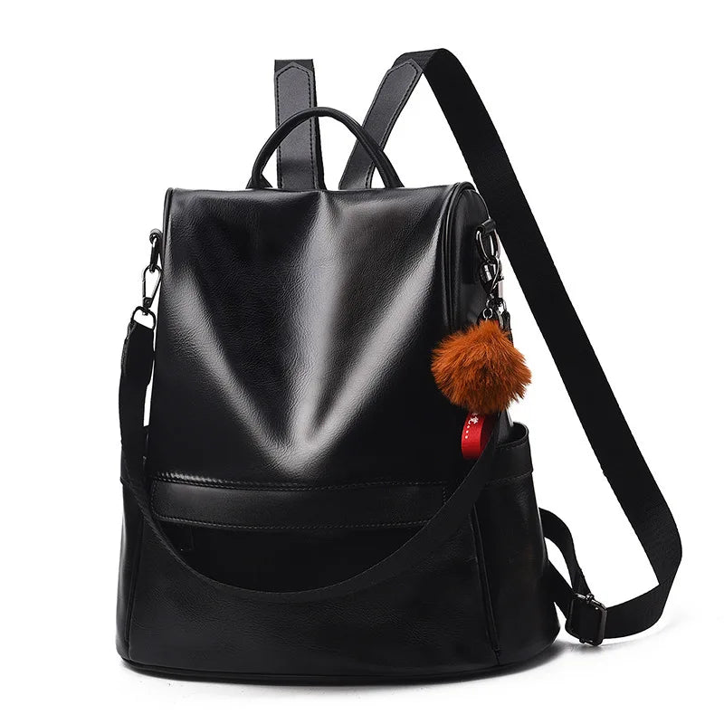 Vintage PU Leather Women’s Backpack – Classic Leisure Shoulder Bag