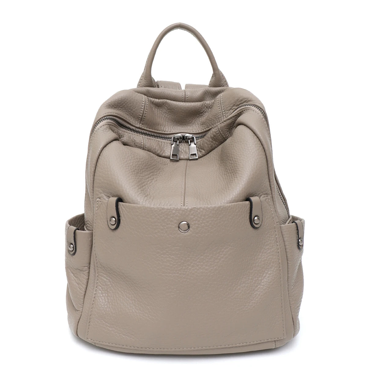 Soft Cowhide Leather Backpack – Spacious Multi-Pocket Everyday Bag
