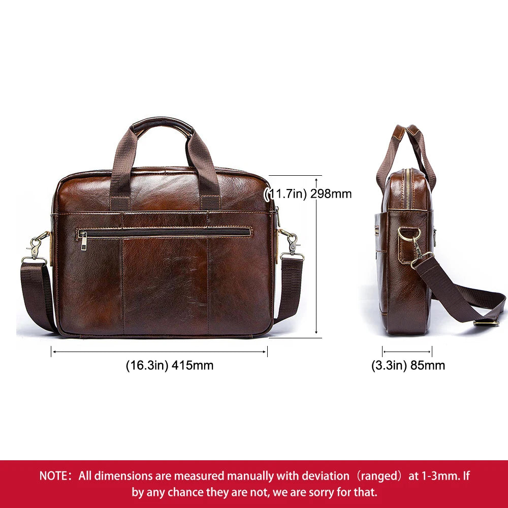 Leather Business Laptop Briefcase – Men’s Shoulder & Hand Carry