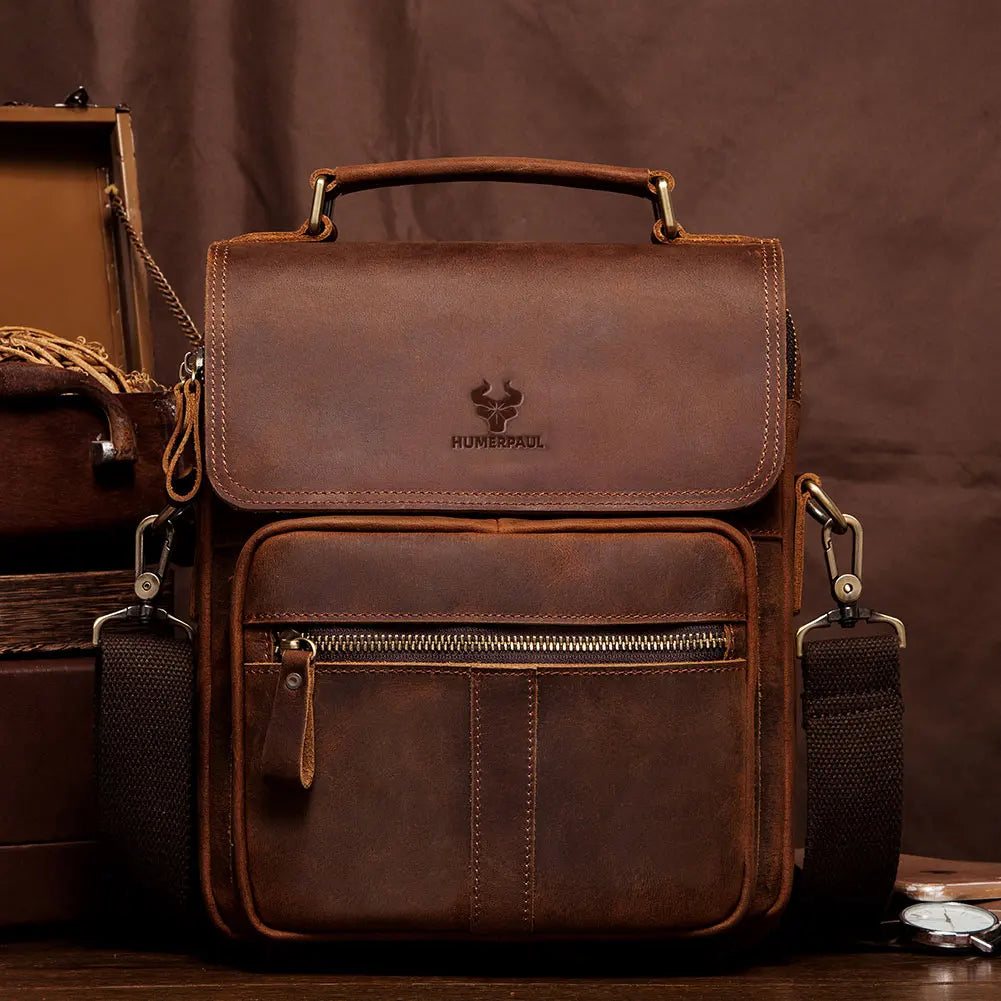 Vintage Leather Messenger Bag – Men’s Business Crossbody