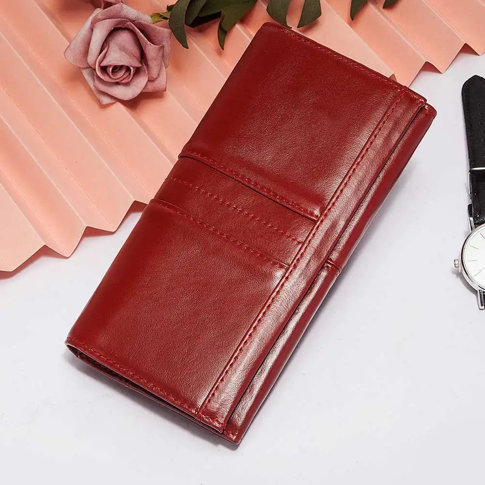Women’s Long Leather Clutch Wallet – RFID Blocking Phone Holder