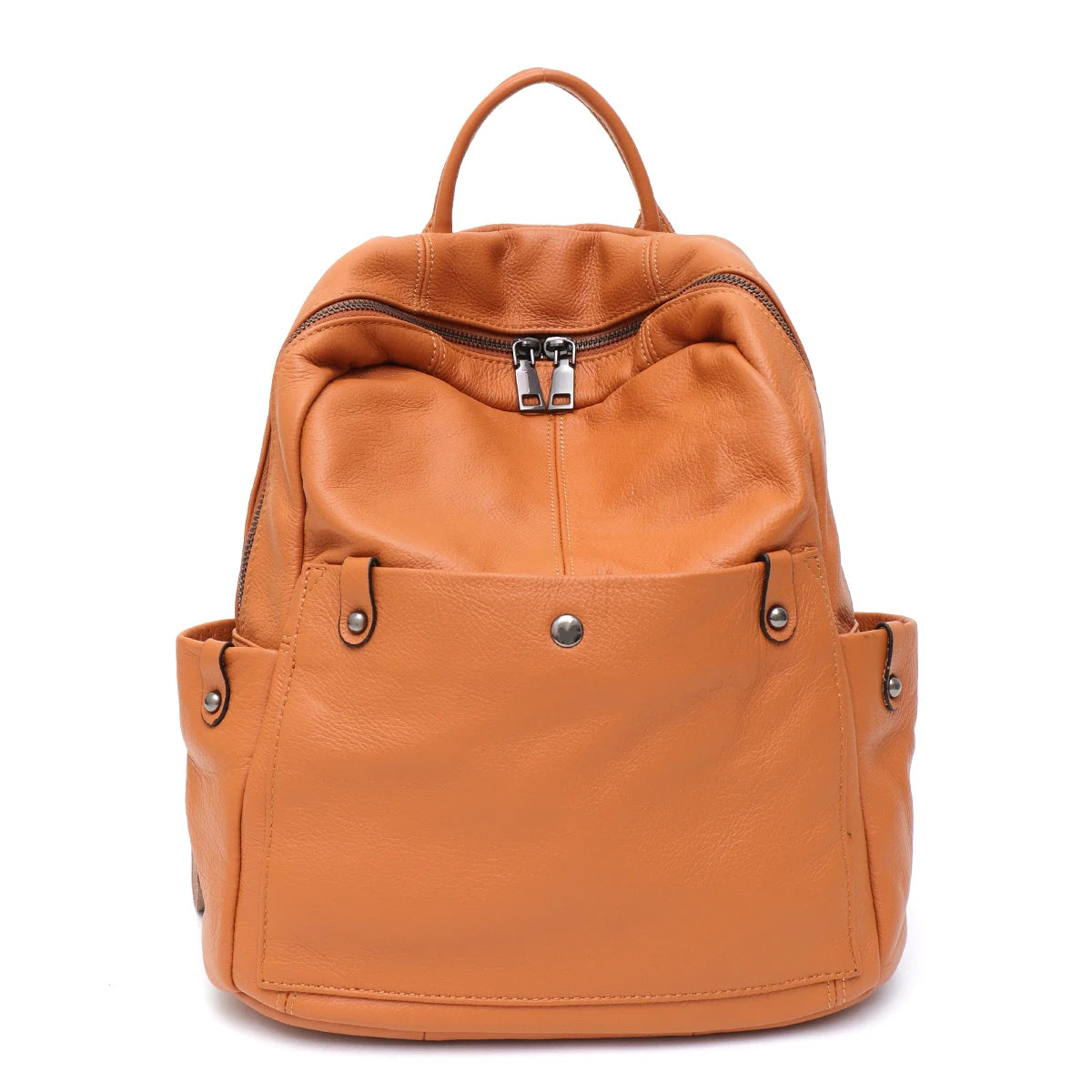 Soft Cowhide Leather Backpack – Spacious Multi-Pocket Everyday Bag