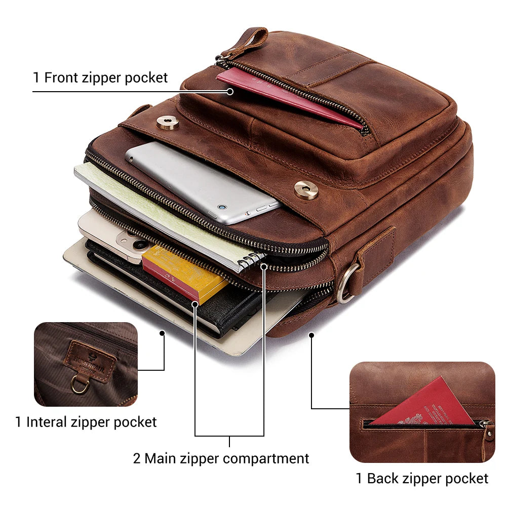 Vintage Leather Messenger Bag – Men’s Business Crossbody