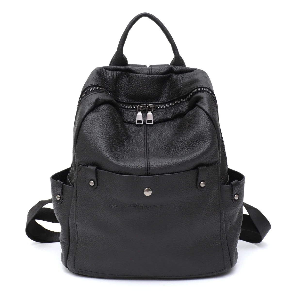 Soft Cowhide Leather Backpack – Spacious Multi-Pocket Everyday Bag