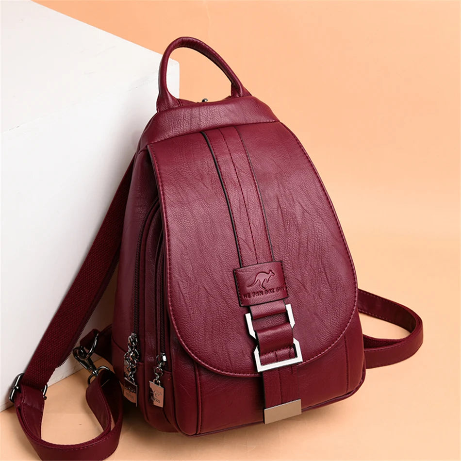Women’s Microfibre Leather Backpack – Preppy School Bag