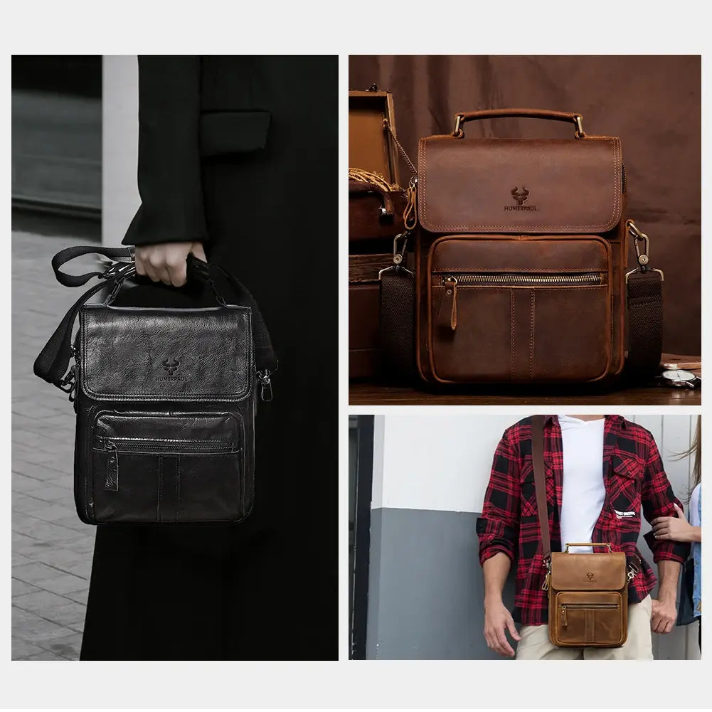 Vintage Leather Messenger Bag – Men’s Business Crossbody
