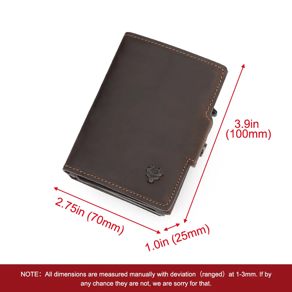 Crazy Horse Leather Pop-Up Card Holder – RFID Slim Wallet