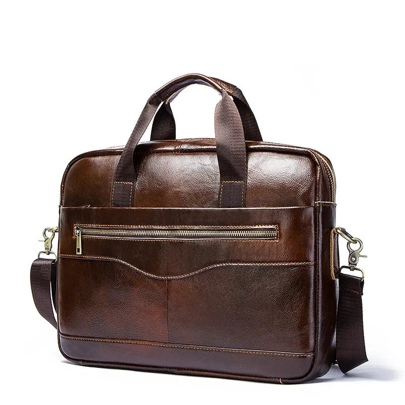 Leather Business Laptop Briefcase – Men’s Shoulder & Hand Carry