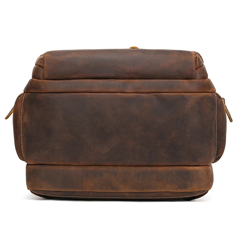Crazy Horse Leather Laptop Backpack – Men’s 17-Inch Travel Bag