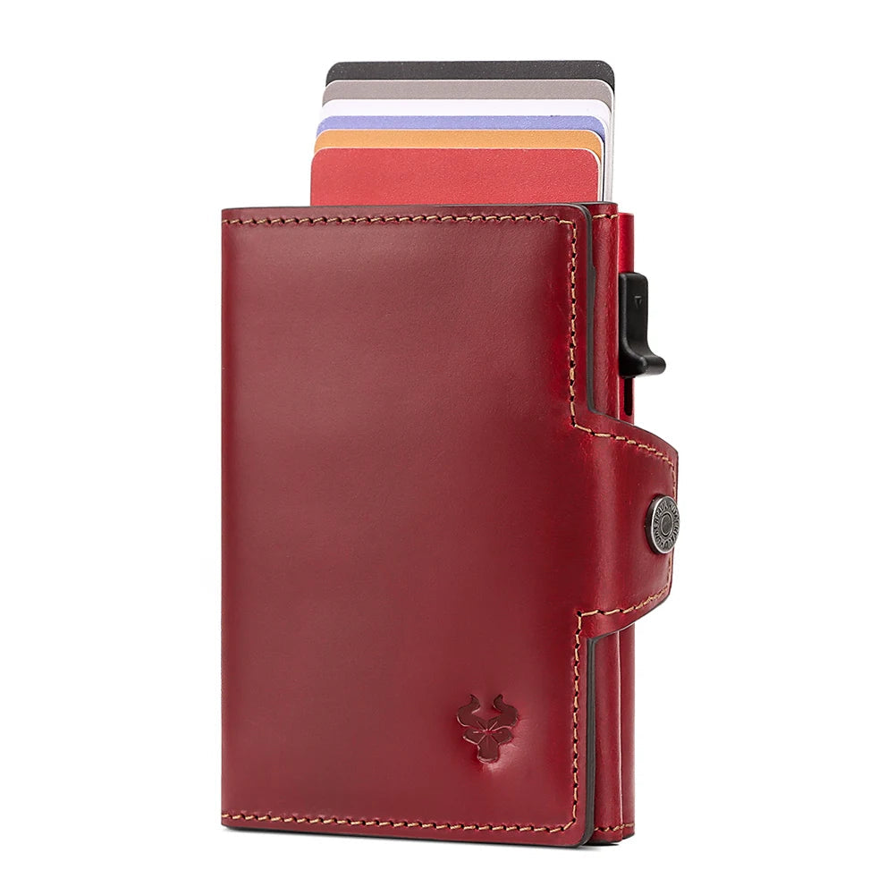 Crazy Horse Leather Pop-Up Card Holder – RFID Slim Wallet