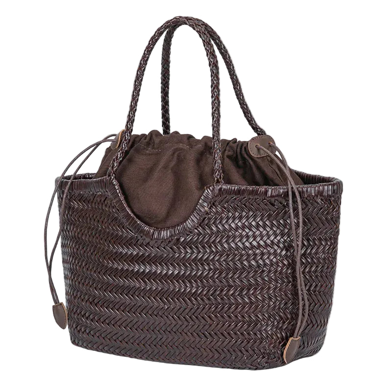 Handwoven Cowhide Vintage Shopping Bag – Casual Bucket Tote