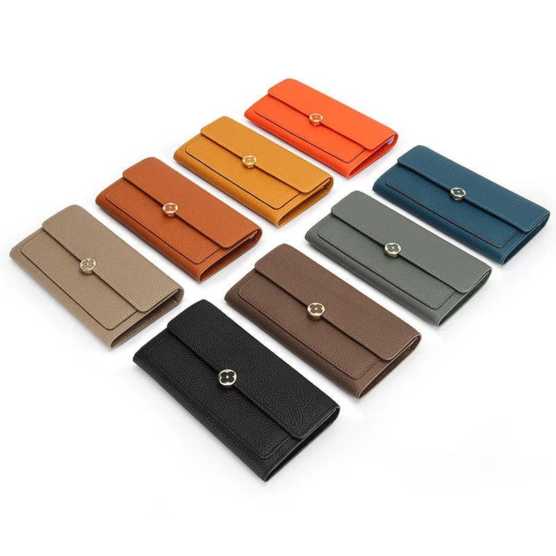 Women’s Cowhide Leather Long Wallet – Organiser Clutch