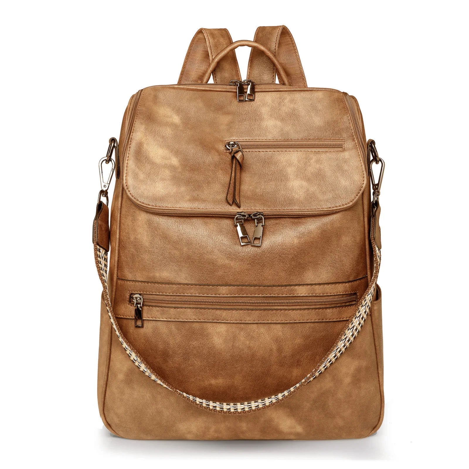 Large PU Leather Laptop Backpack – Women’s 15.6" Travel Bag