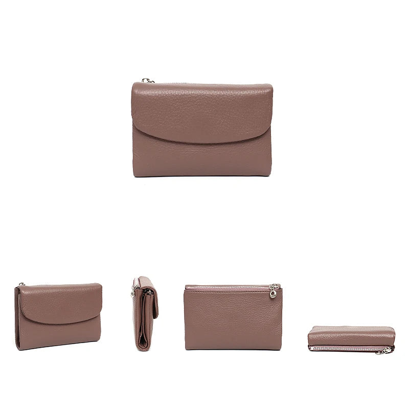 Minimalist Trifold Leather Wallet – Women’s Daily Card & Coin Purse