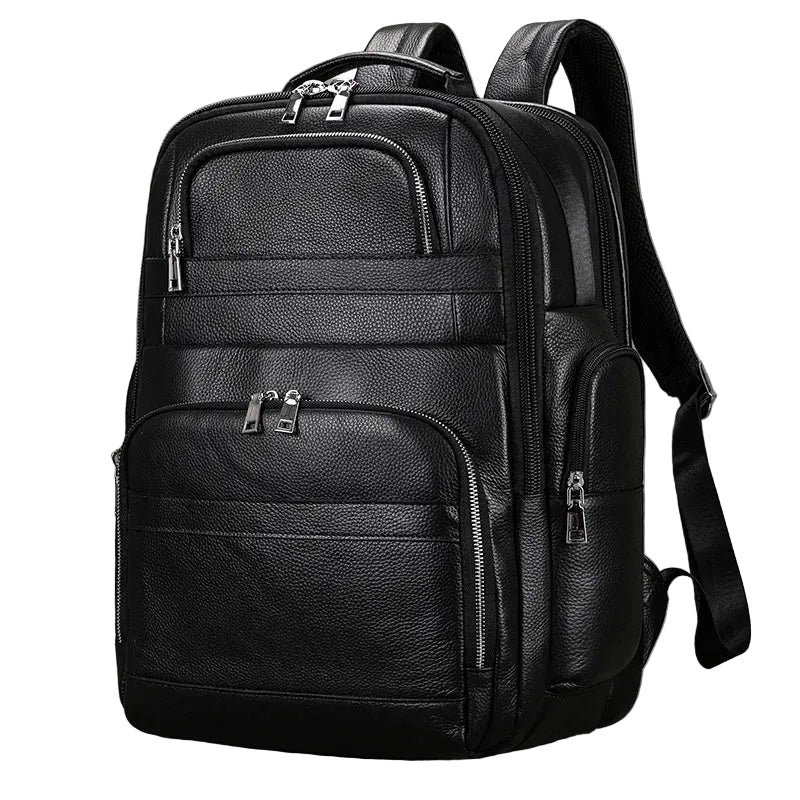 Crazy Horse Leather Laptop Backpack – Men’s 17-Inch Travel Bag
