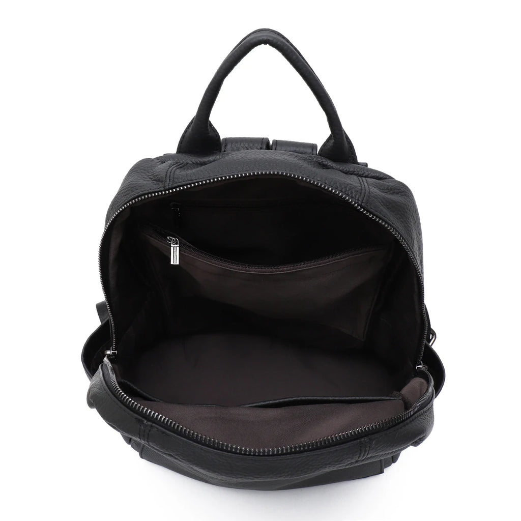 Soft Cowhide Leather Backpack – Spacious Multi-Pocket Everyday Bag