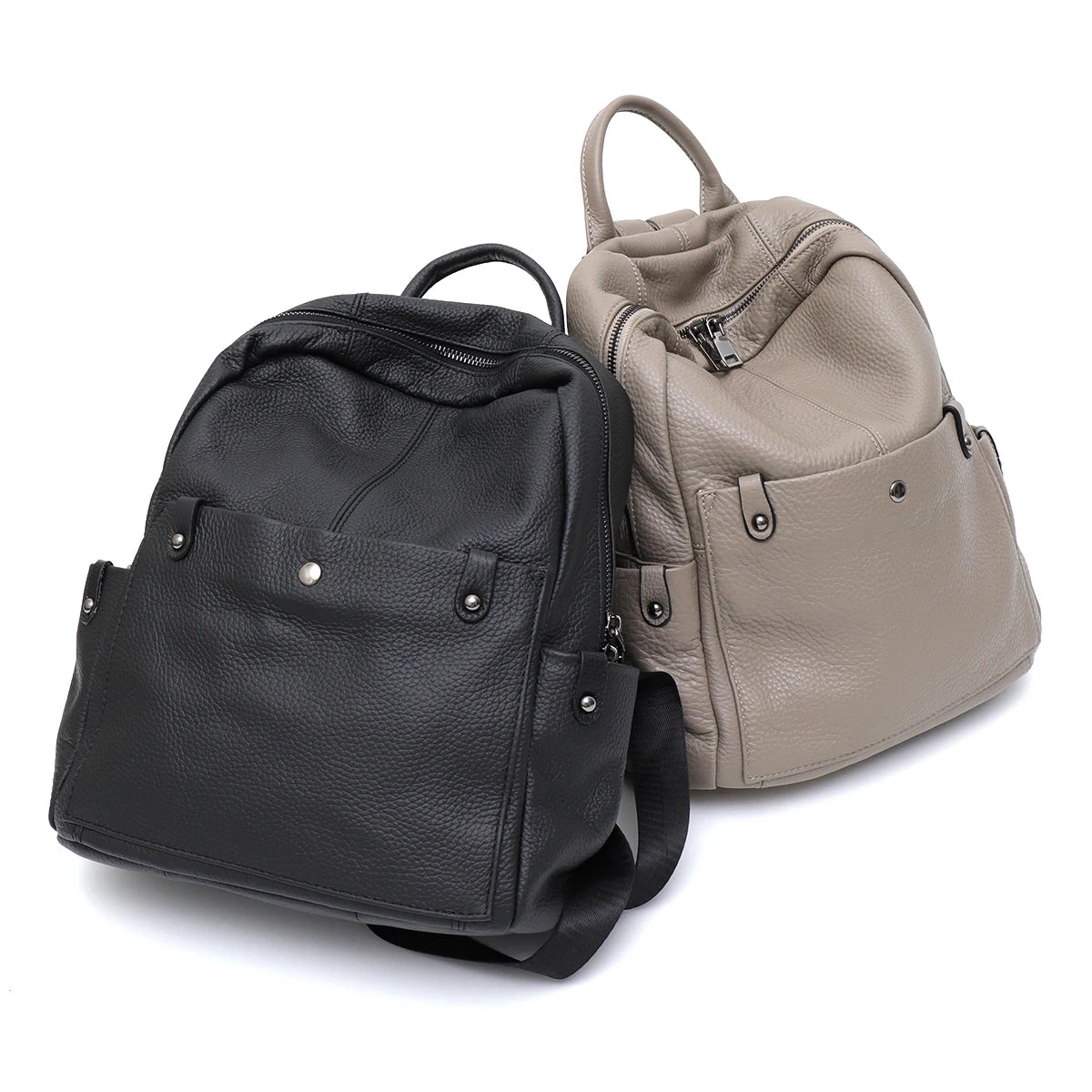 Soft Cowhide Leather Backpack – Spacious Multi-Pocket Everyday Bag