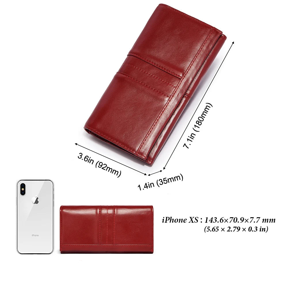 Women’s Long Leather Clutch Wallet – RFID Blocking Phone Holder
