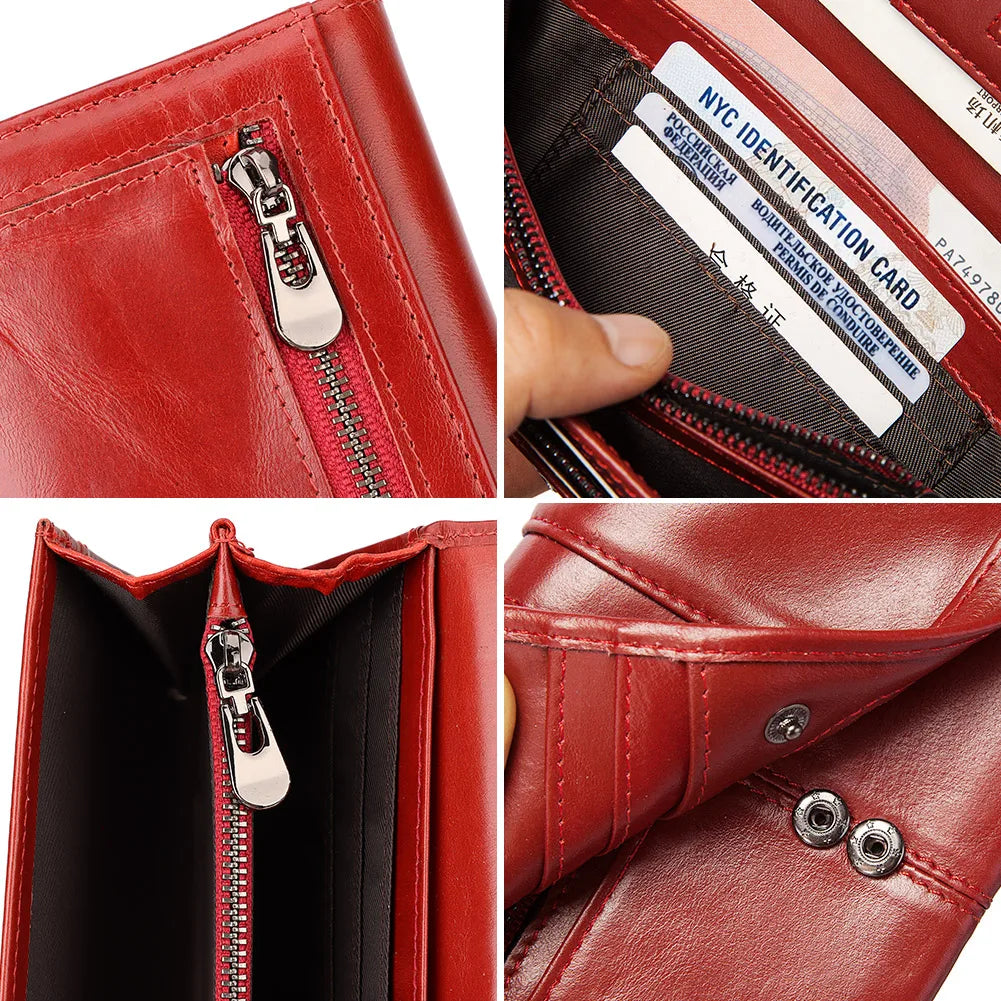 Women’s Long Leather Clutch Wallet – RFID Blocking Phone Holder
