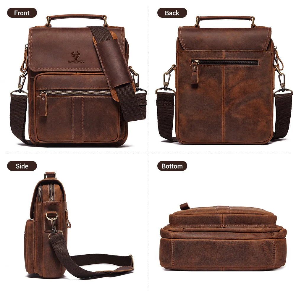 Vintage Leather Messenger Bag – Men’s Business Crossbody