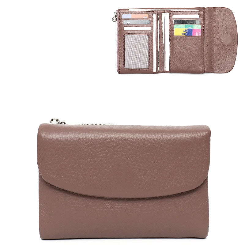 Minimalist Trifold Leather Wallet – Women’s Daily Card & Coin Purse