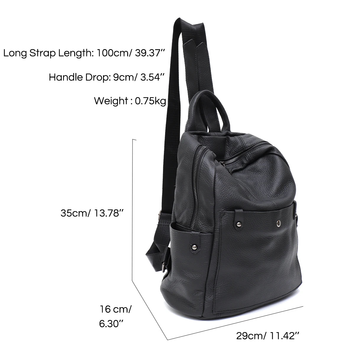 Soft Cowhide Leather Backpack – Spacious Multi-Pocket Everyday Bag
