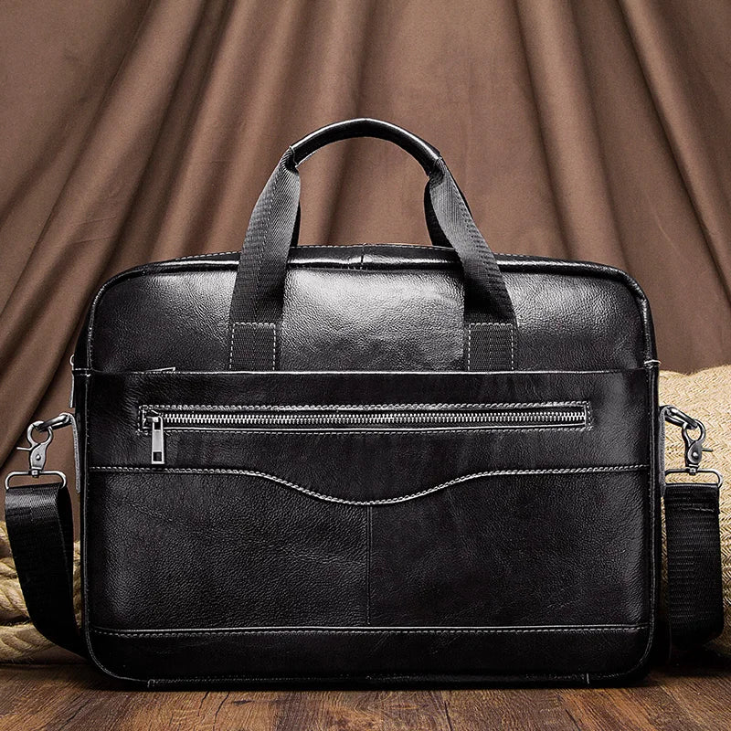 Leather Business Laptop Briefcase – Men’s Shoulder & Hand Carry