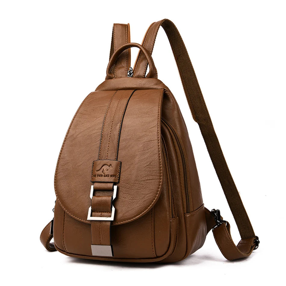 Women’s Microfibre Leather Backpack – Preppy School Bag