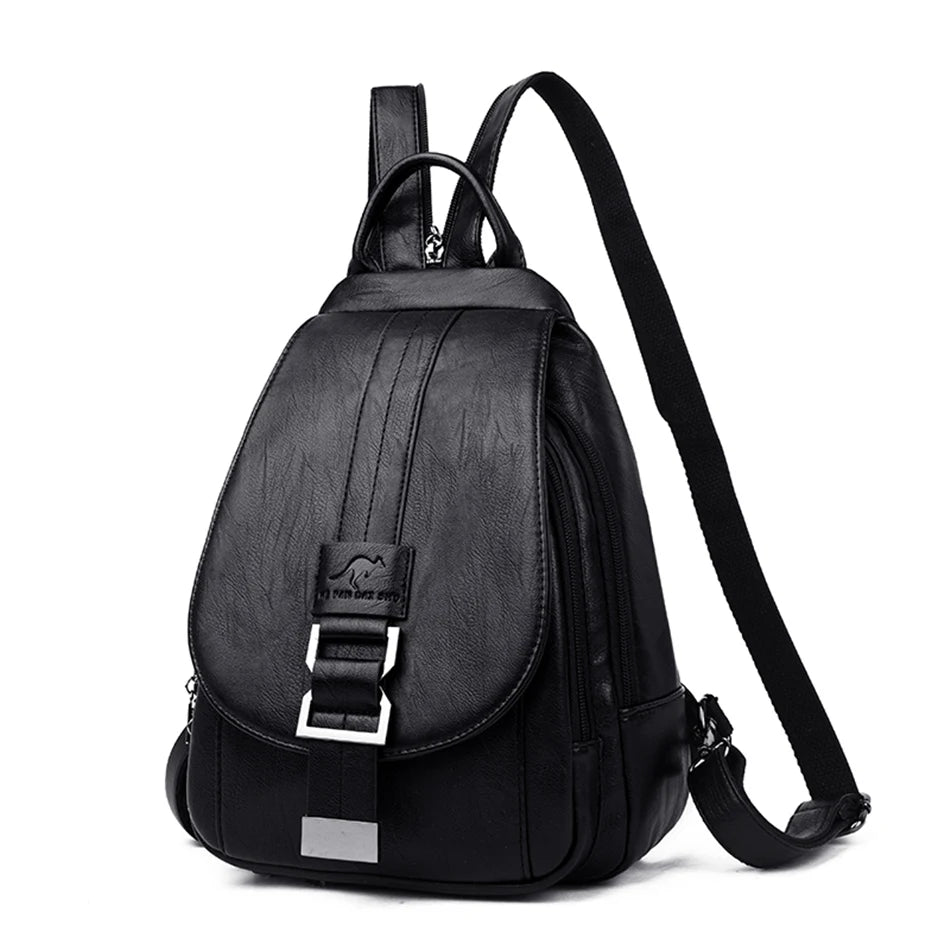 Women’s Microfibre Leather Backpack – Preppy School Bag