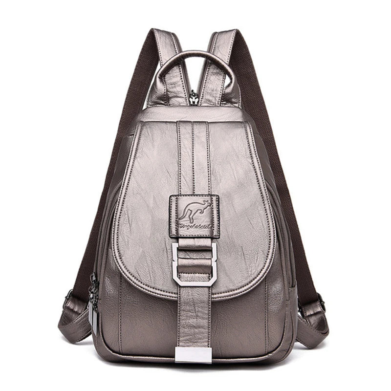 Women’s Microfibre Leather Backpack – Preppy School Bag