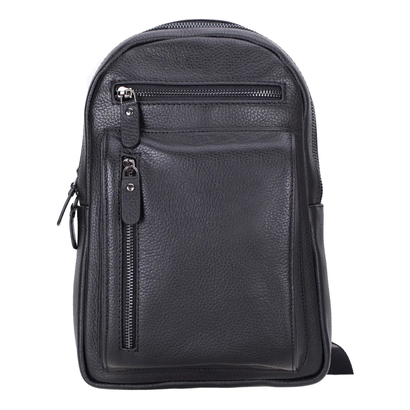 Leather Crossbody Bag – Unisex, Multiple Zipper Pockets, Suede-Lined Interior