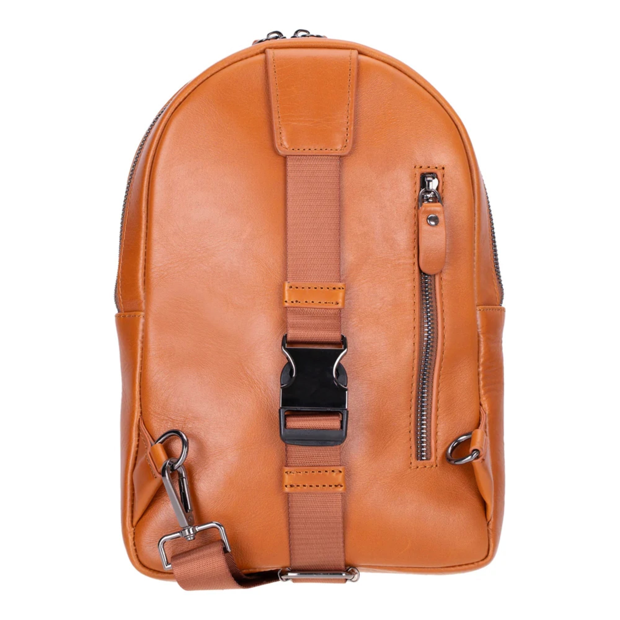 Leather Crossbody Bag – Unisex, Multiple Zipper Pockets, Suede-Lined Interior