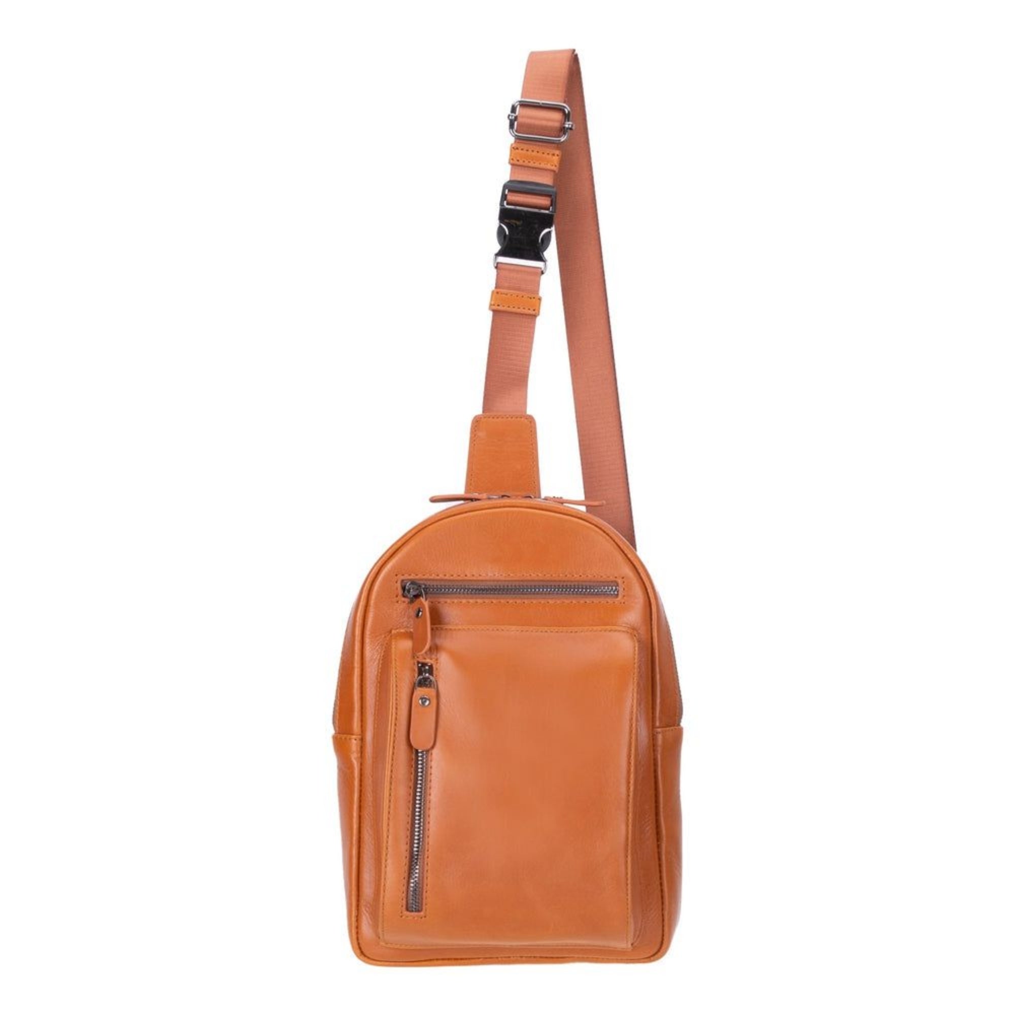 Leather Crossbody Bag – Unisex, Multiple Zipper Pockets, Suede-Lined Interior