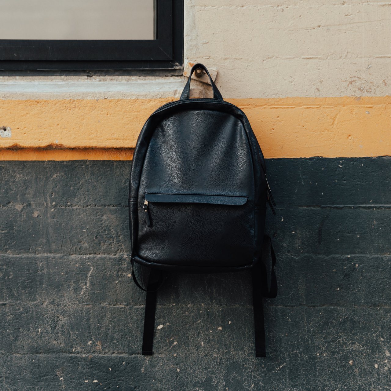 Vegan Leather Minimalist Backpack – Padded Laptop Sleeve, Air Mesh Back, Extra Pockets