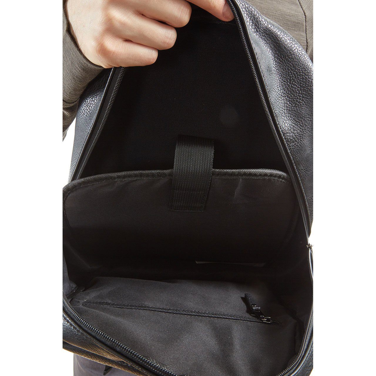 Vegan Leather Minimalist Backpack – Padded Laptop Sleeve, Air Mesh Back, Extra Pockets