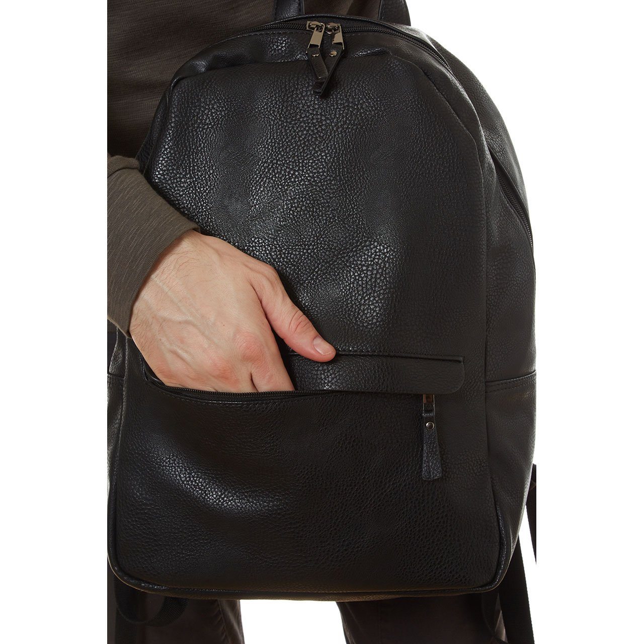 Vegan Leather Minimalist Backpack – Padded Laptop Sleeve, Air Mesh Back, Extra Pockets