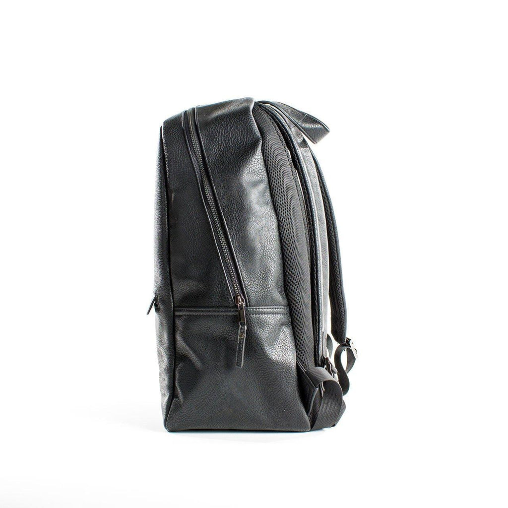 Vegan Leather Minimalist Backpack – Padded Laptop Sleeve, Air Mesh Back, Extra Pockets