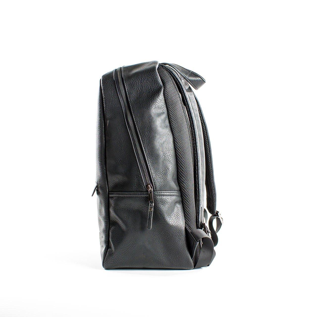 Vegan Leather Minimalist Backpack – Padded Laptop Sleeve, Air Mesh Back, Extra Pockets