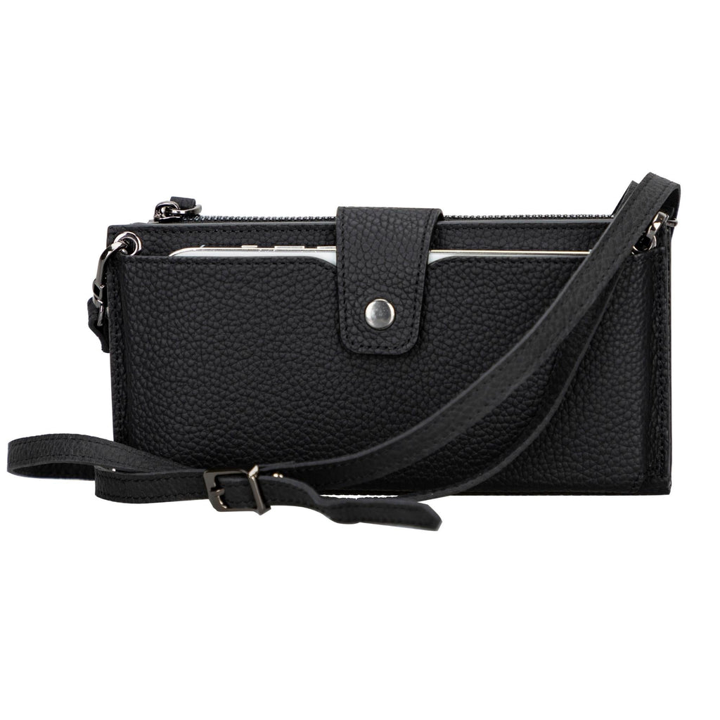 Leather Women's Cell Phone Wallet with Strap – Crossbody, Multi-Compartment