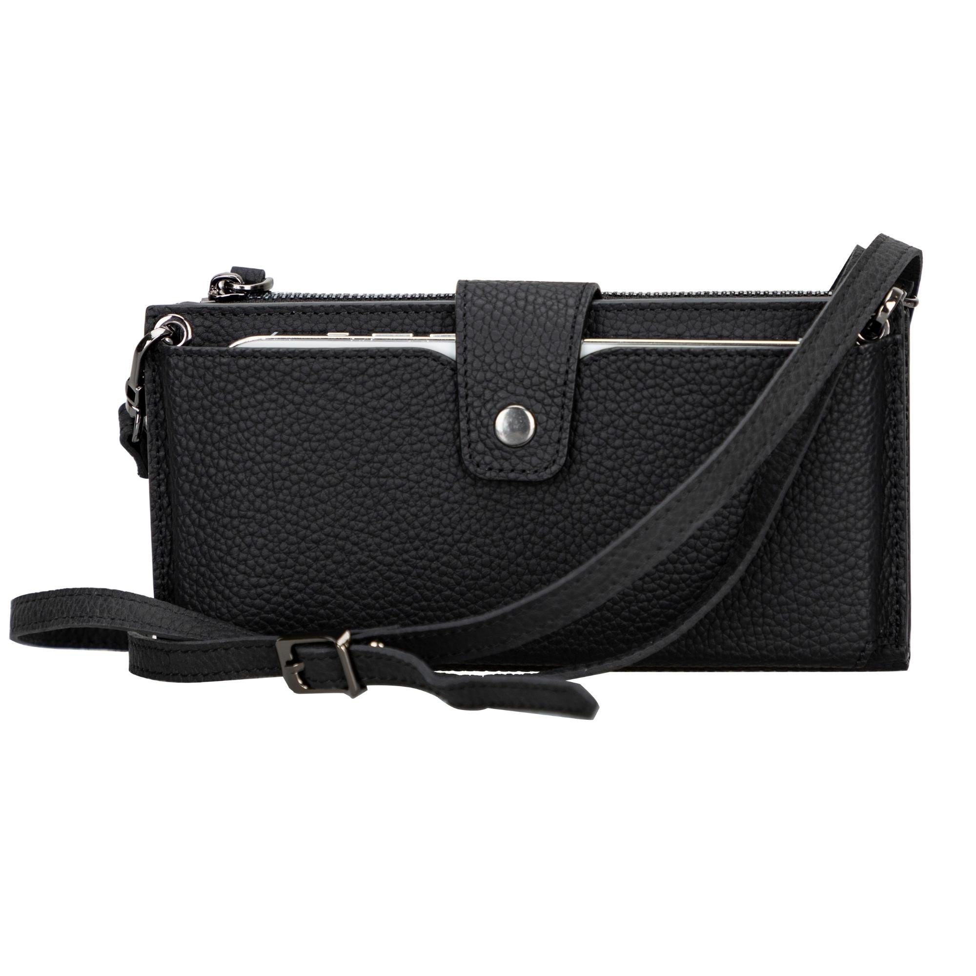 Leather Women's Cell Phone Wallet with Strap – Crossbody, Multi-Compartment