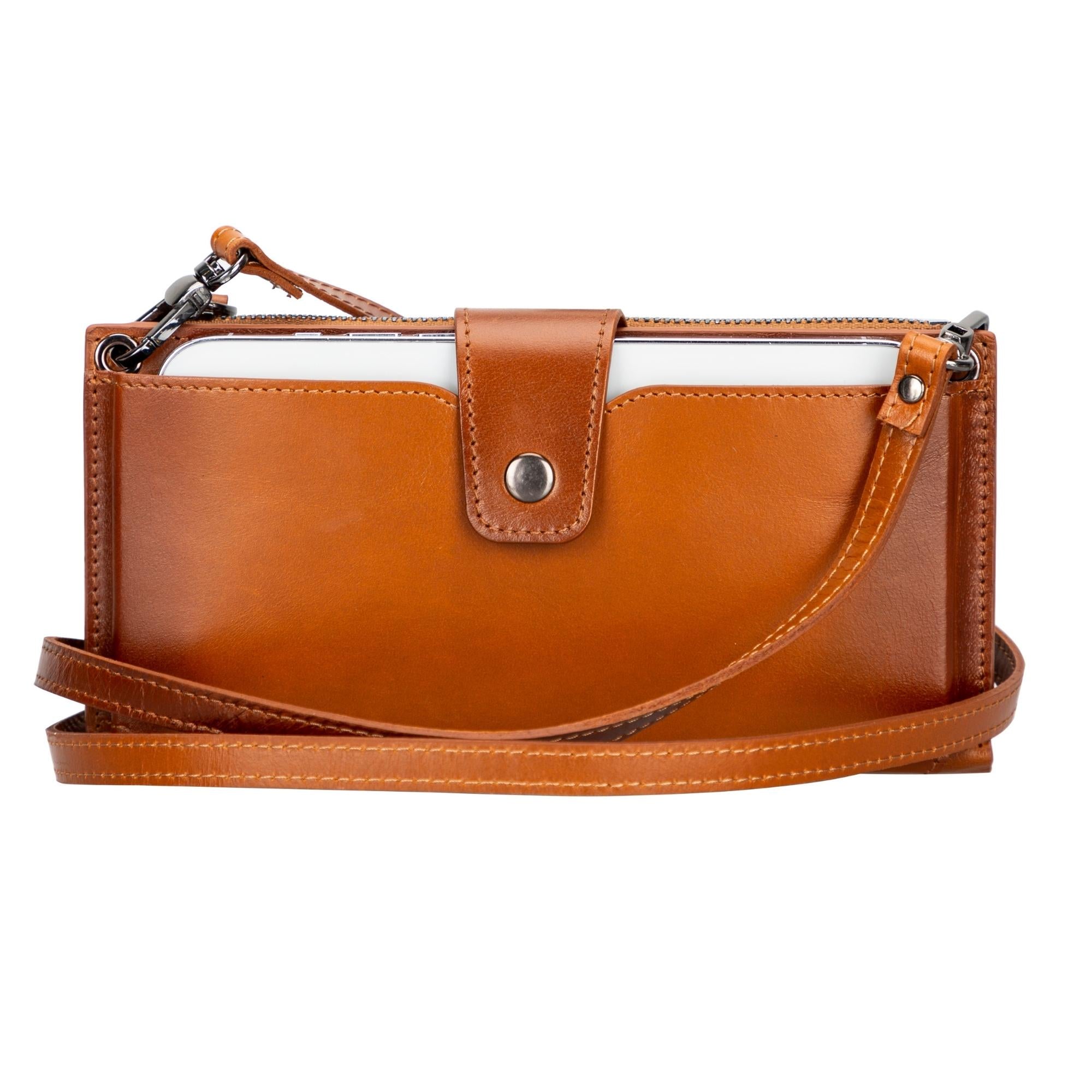 Leather Women's Cell Phone Wallet with Strap – Crossbody, Multi-Compartment