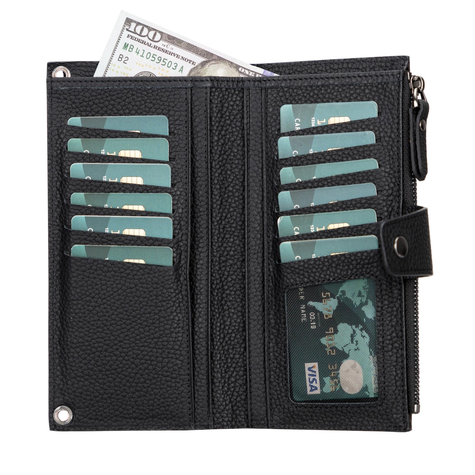 Leather Women's Cell Phone Wallet with Strap – Crossbody, Multi-Compartment