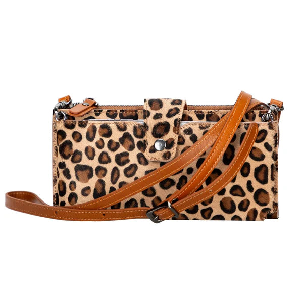 Leather Women's Cell Phone Wallet with Strap – Crossbody, Multi-Compartment