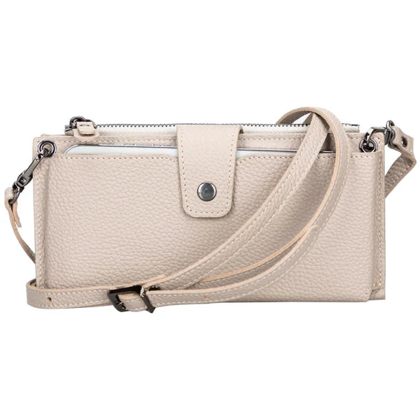 Leather Women's Cell Phone Wallet with Strap – Crossbody, Multi-Compartment
