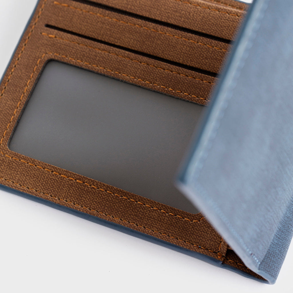 Casual Bi-Fold Wallet – Soft Touch, Card Slots, ID Window, Divider Pocket